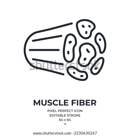 Muscle fiber and tissue editable stroke outline icon isolated on white background flat vector illustration. Pixel perfect. 64 x 64.