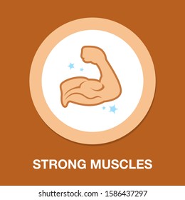 Muscle Fitness Icon. Flat Illustration Of Muscle Fitness Vector Icon For Web. Strong Arm Muscles Illustration