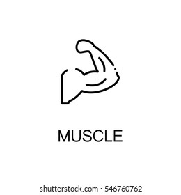 Muscle flat icon. Single high quality outline symbol of human body for web design or mobile app. Thin line signs of muscle for design logo, visit card, etc. Outline pictogram of muscle 