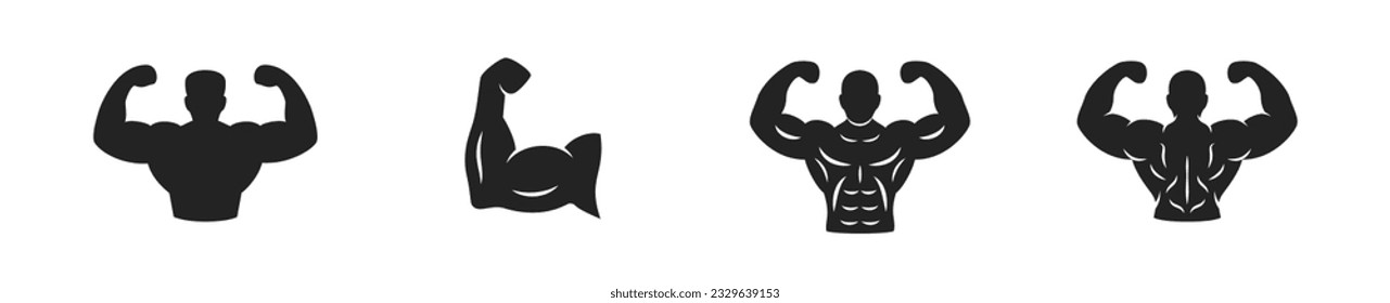 Muscle flat vector icon set