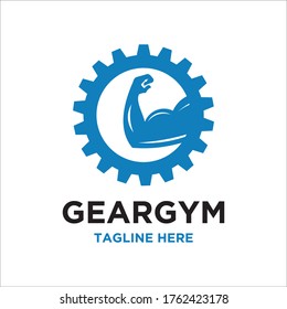 Muscle Gear Logo Template Design Vector