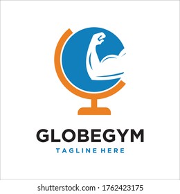 Muscle globe logo vector design graphic template