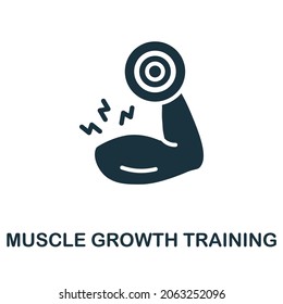 Schulungssymbol für Muskelwachstum. Monochrome Zeichen aus der Gymnastikkollektion. Creative Muscle Growth Training Symbol Illustration für Webdesign, Infografiken und mehr