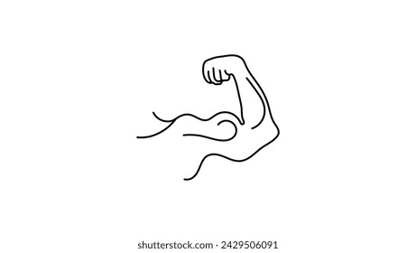 Muscle Hand emblem, black isolated silhouette