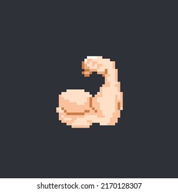 muscle hand sign in pixel art style