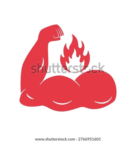 Muscle helps burning fat. Gym motivation with strong arm and fire Icon.