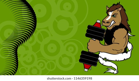 muscle horse cartoon fitness weight training gym in vector format 