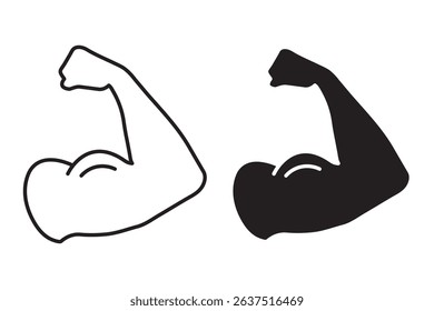 Muscle icon. Biceps symbol. Flat, silhouette and linear style. Simple Muscle Arm icon. 