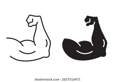 Muscle icon. Biceps symbol. Flat, silhouette and linear style. Simple Muscle Arm icon. 