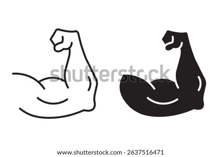Muscle icon. Biceps symbol. Flat, silhouette and linear style. Simple Muscle Arm icon. 