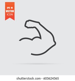 Muscle icon in flat style isolated on grey background. For your design, logo. Vector illustration.