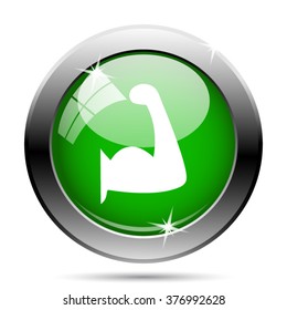 Muscle icon. Internet button on white background. EPS10 vector. 