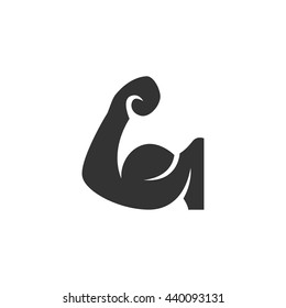 Muscle icon isolated on a white background. Logo silhouette design template. Simple symbol concept in flat style. Abstract sign, pictogram for web, mobile and infographics - stock vector