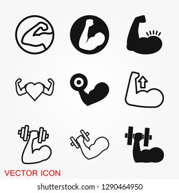 Muscle icon logo, illustration, vector sign symbol for design