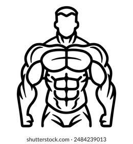 muscle icon or modern line symbol. Vector line art and icon design with bold outline. Black and white Pixel Perfect minimalistic symbol isolated white background. Silhouette simple thin sign