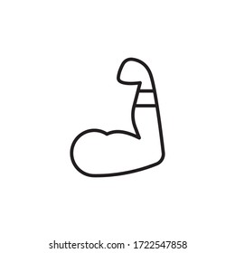 Skizze des Muskelsymbols, Vektorgrafik. Fitnesssymbol einzeln auf weißem Hintergrund
