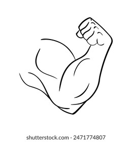 Muscle Icon. Pumped Arm Icon. Linear style. Vector icon.