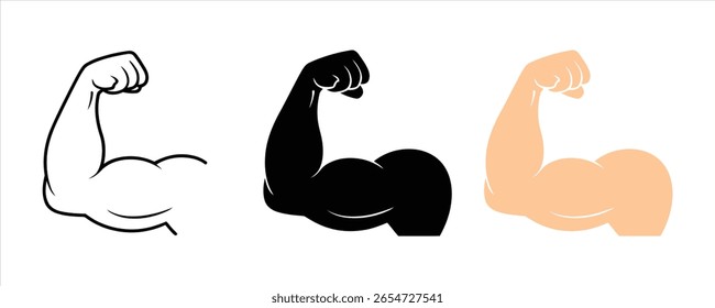 Ícone muscular definir ilustração de vetor no fundo branco