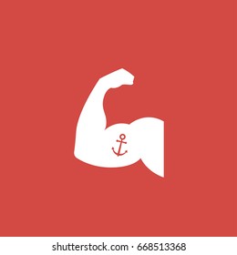 muscle icon. sign design. red background