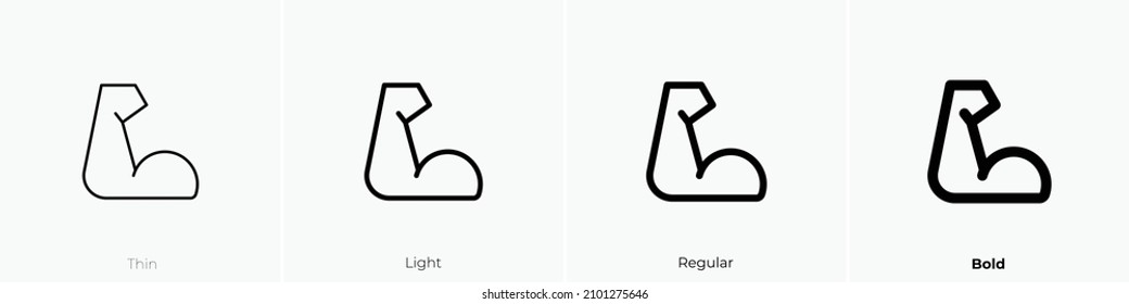 muscle icon. Thin, Light Regular And Bold style design isolated on white background