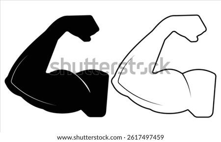 Muscle icon vector design. Biceps icon symbol power of hand. Vector illustration of a male body. Linear hand icon, strong arm muscle Vector illustration.