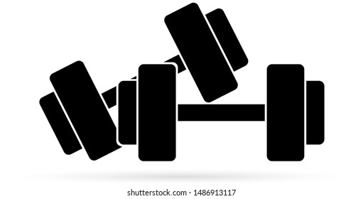 Muscle lifting icon. Fitness barbell. Gym icon, exercise dumbbells isolated. Vector weightlifting.