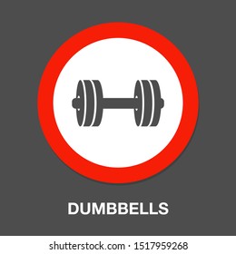 muscle lifting icon, fitness barbell, gym icon, exercise dumbbells isolated, vector weight lifting symbol