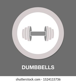 muscle lifting icon, fitness barbell, gym icon, exercise dumbbells isolated, vector weight lifting symbol