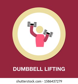 Muscle Lifting Icon, Fitness Barbell, Gym Icon, Exercise Dumbbells Isolated, Vector Weight Lifting Symbol