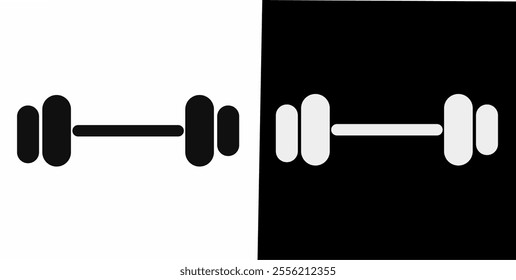 Muscle lifting icon. Fitness barbell. Gym icon, exercise dumbbells isolated. Vector weightlifting.