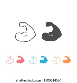 Muscle line and glyph icon set, bodybuilding and sport, power sign, vector graphics, a linear pattern on a white background