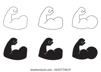 Muscle liner icon vector set. Muscle silhouette vector art white background eps 10