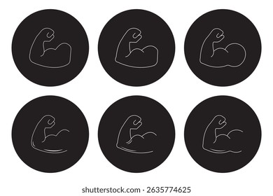 Muscle liner icon vector set. Muscle silhouette vector art white background eps 10