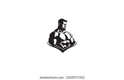 Muscle logo design black simple flat icon on white background