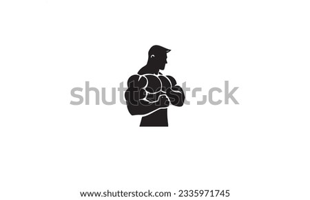 Muscle logo design black simple flat icon on white background