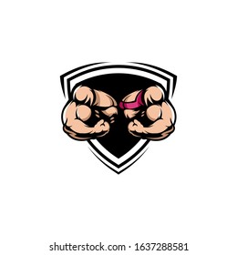Muscle logo design premium vector