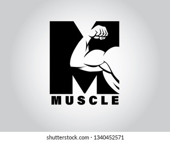 Muscle Logo with Initial Letter M-vector