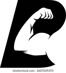 Muscle Logo Letter B. Letter B Bicep or strong arm logo icon vector template