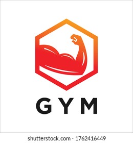 muscle logo vector design graphic template