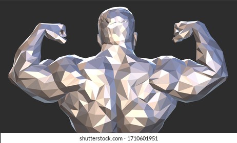 Muscle man. Abstract  polygonal muscle illustration. Powerful hand muscle.
