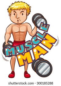 Muscle man with athlete illustration