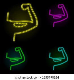 muscle, man , augmentation neon color set icon. Simple thin line, outline vector of anti age icons for ui and ux, website or mobile application