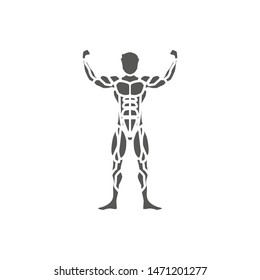 muscle man black icon on a white background