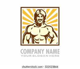 muscle man body gym fitness portrait picture cartoon character 1