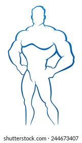 Muscle man - Bodybuilder. Vector illustration