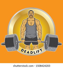 Muscle Man Deadlifting weight with background