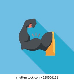 muscle man flat icon with long shadow,eps10