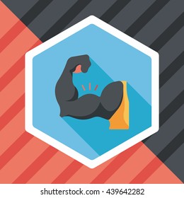 muscle man flat icon with long shadow,eps10