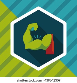 muscle man flat icon with long shadow,eps10