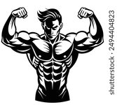 Muscle man flexing during CrossFit workout